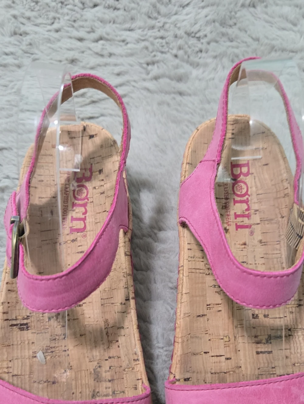Born Sari bubblegum pink colorway cork platform sandals adjustable strap size 9